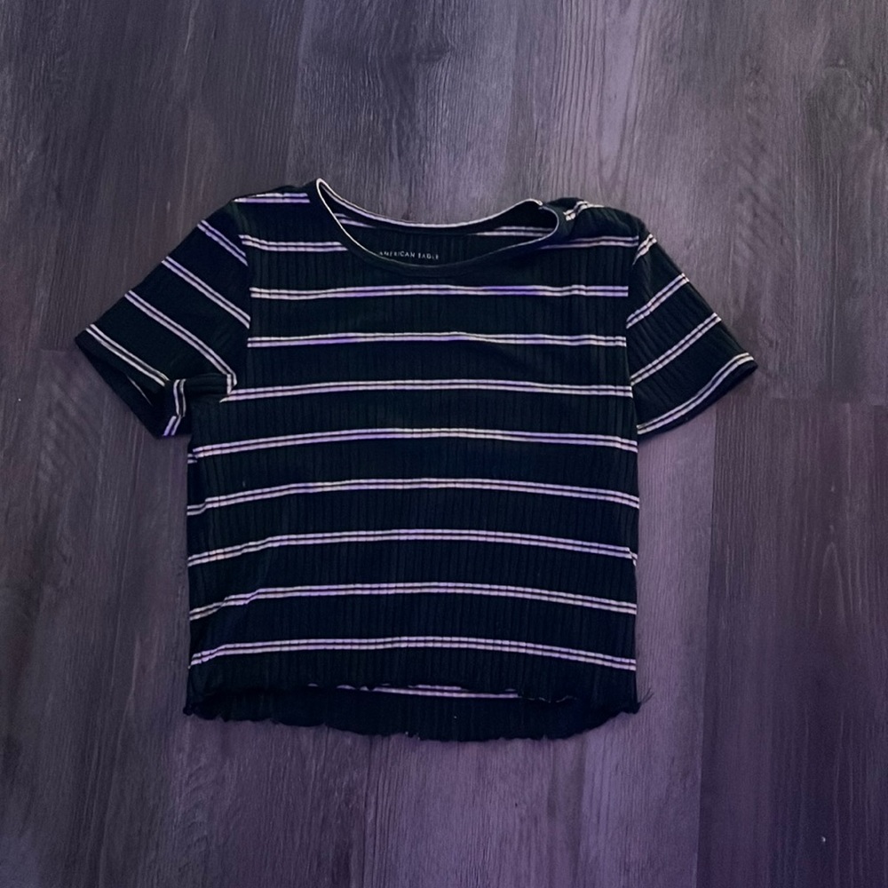 American Eagle Crop stripe T shirt